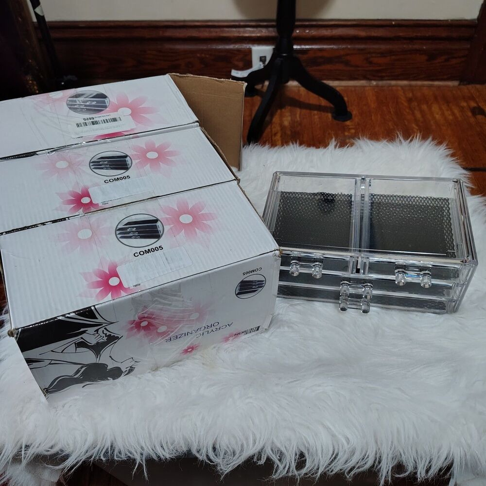 Acrylic Make Up/Nail Organizers Set Of 3 NIB